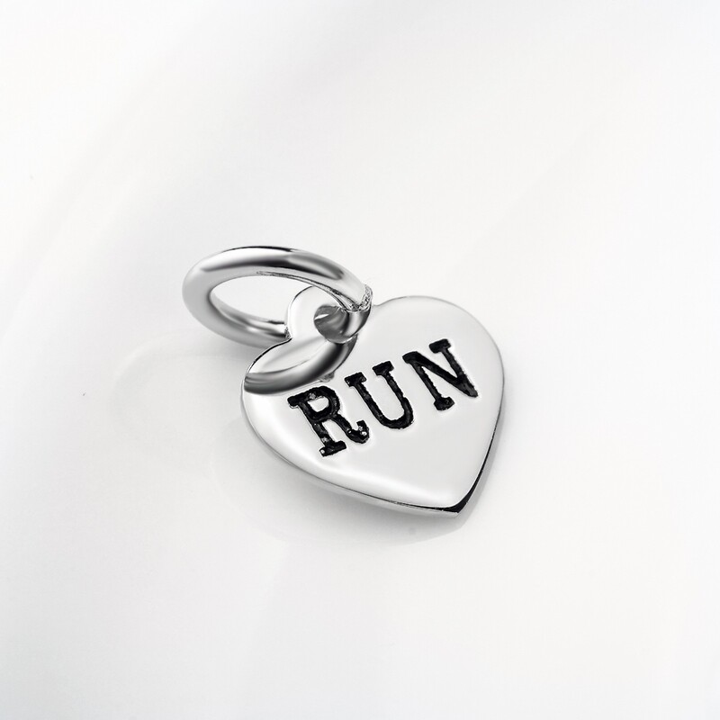 Sterling Silver Heart Run Charm Pendant