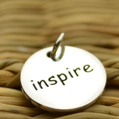 Sterling Silver Inspire Round Word Charm
