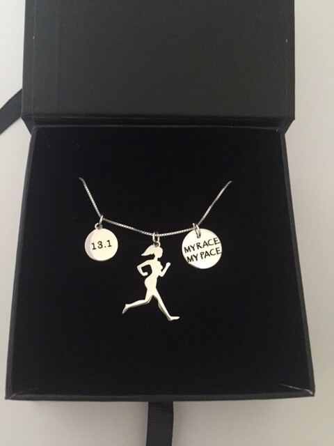 All Sterling Silver My Race My Pace 13.1 Runner Girl Trio