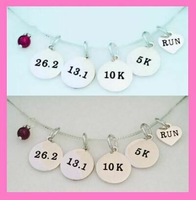 All Sterling Silver Run 13.1/26.2/5K/10K Necklace