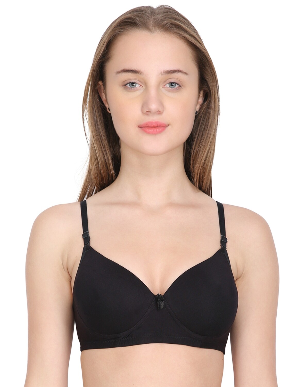 Clothonics Women&#39;s Cotton Lycra  Lightly Padded Bra - Black