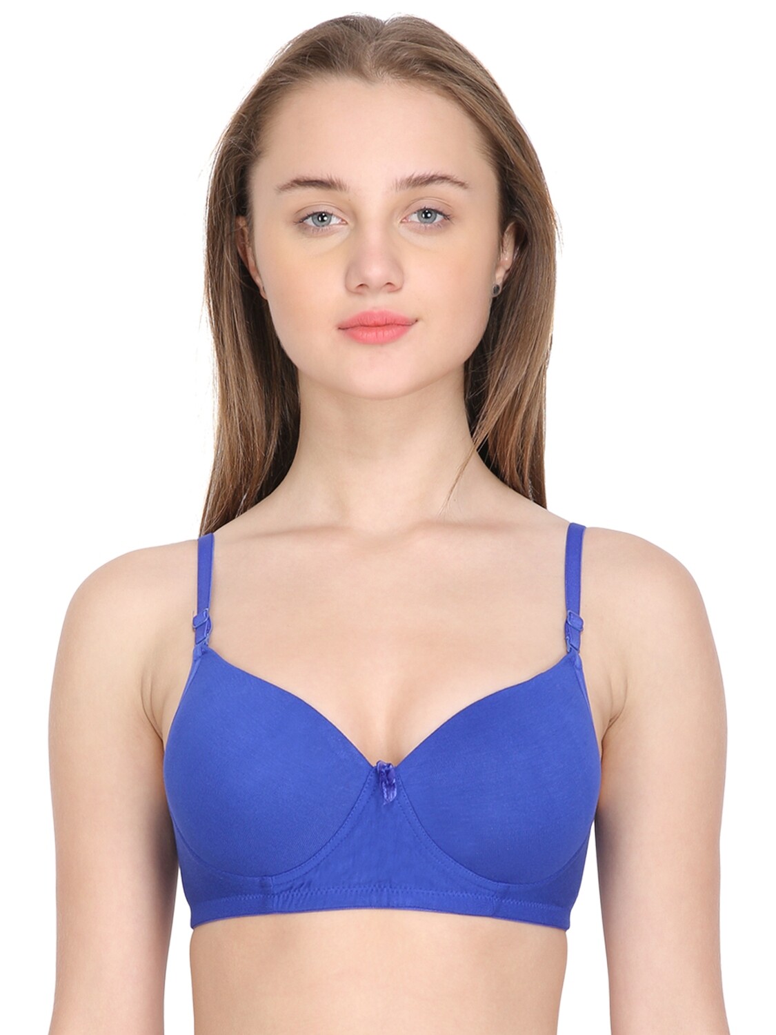 Clothonics Women&#39;s Cotton Lycra  Lightly Padded Bra - Blue