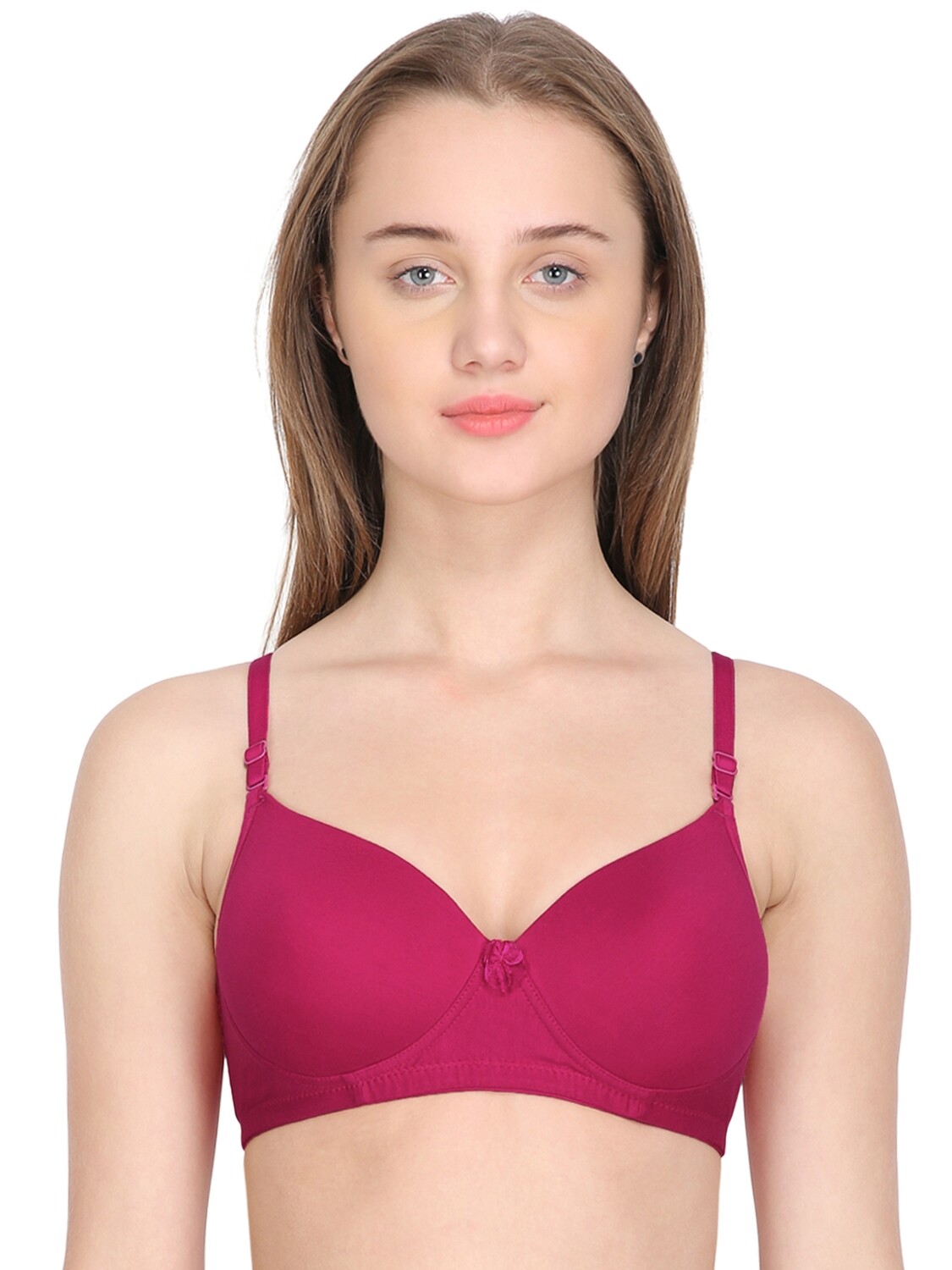 Clothonics Women&#39;s Cotton Lycra  Lightly Padded Bra - Pink