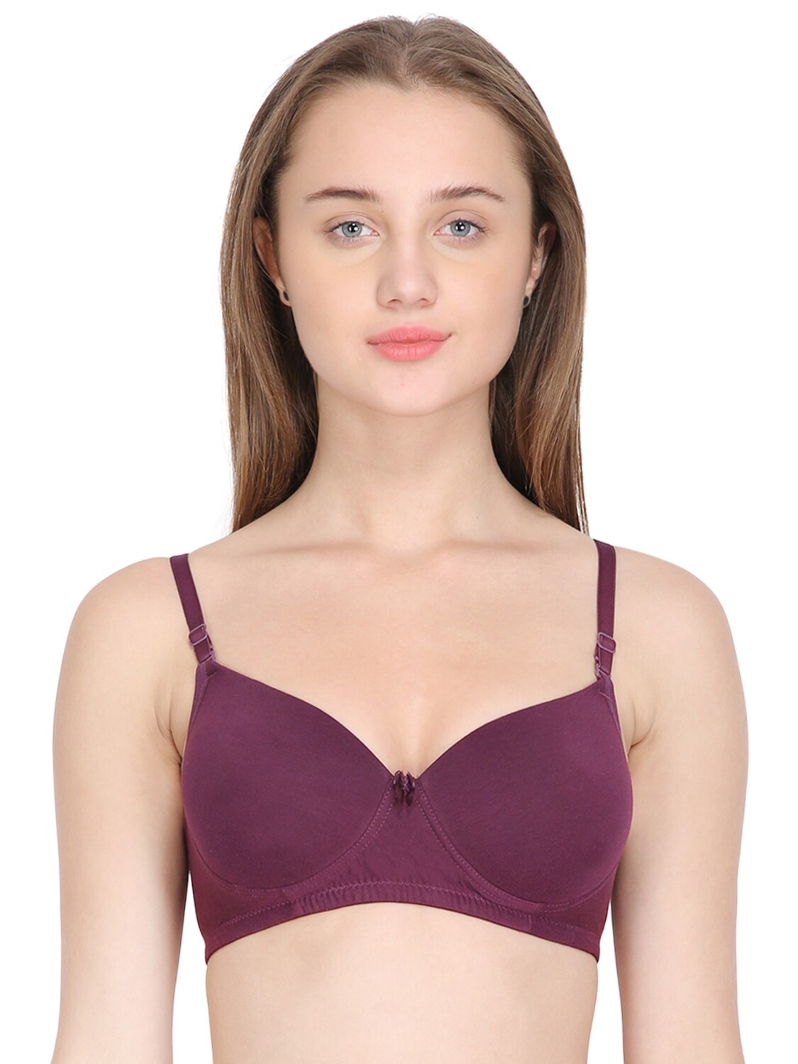 Clothonics Women&#39;s Cotton Lycra  Lightly Padded Bra - Purple
