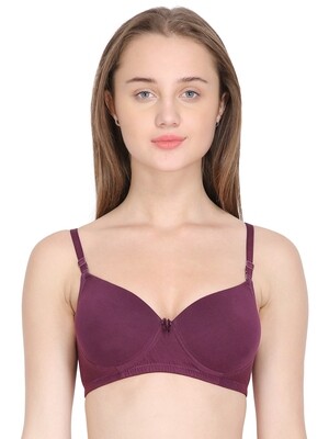 Clothonics Women&#39;s Cotton Lycra  Lightly Padded Bra - Purple
