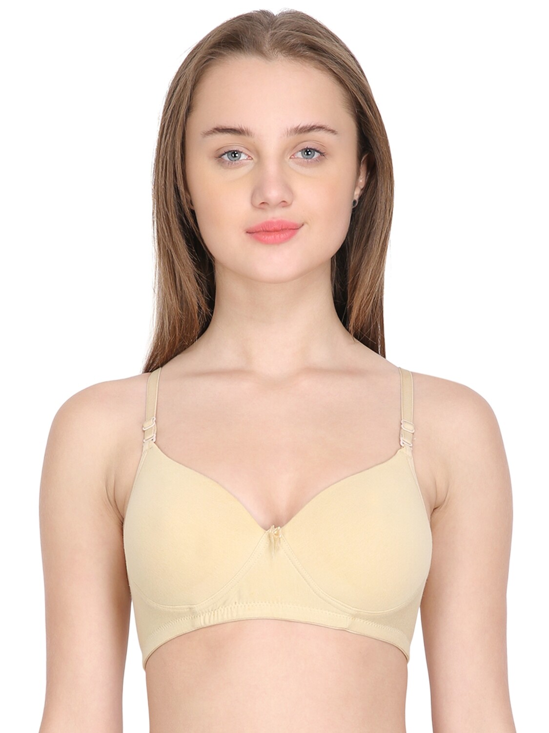 Clothonics Women&#39;s Cotton Lycra  Lightly Padded Bra - Skin