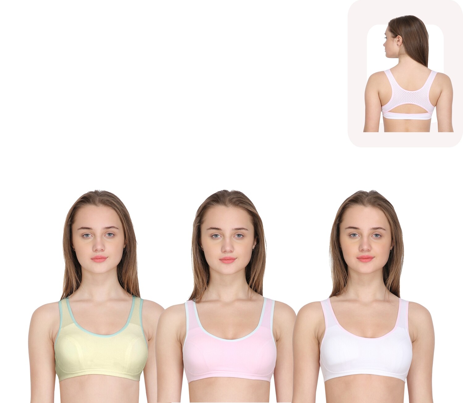 Clothonics Woemen&#39;s Padded Sports Bra - Pack of 3