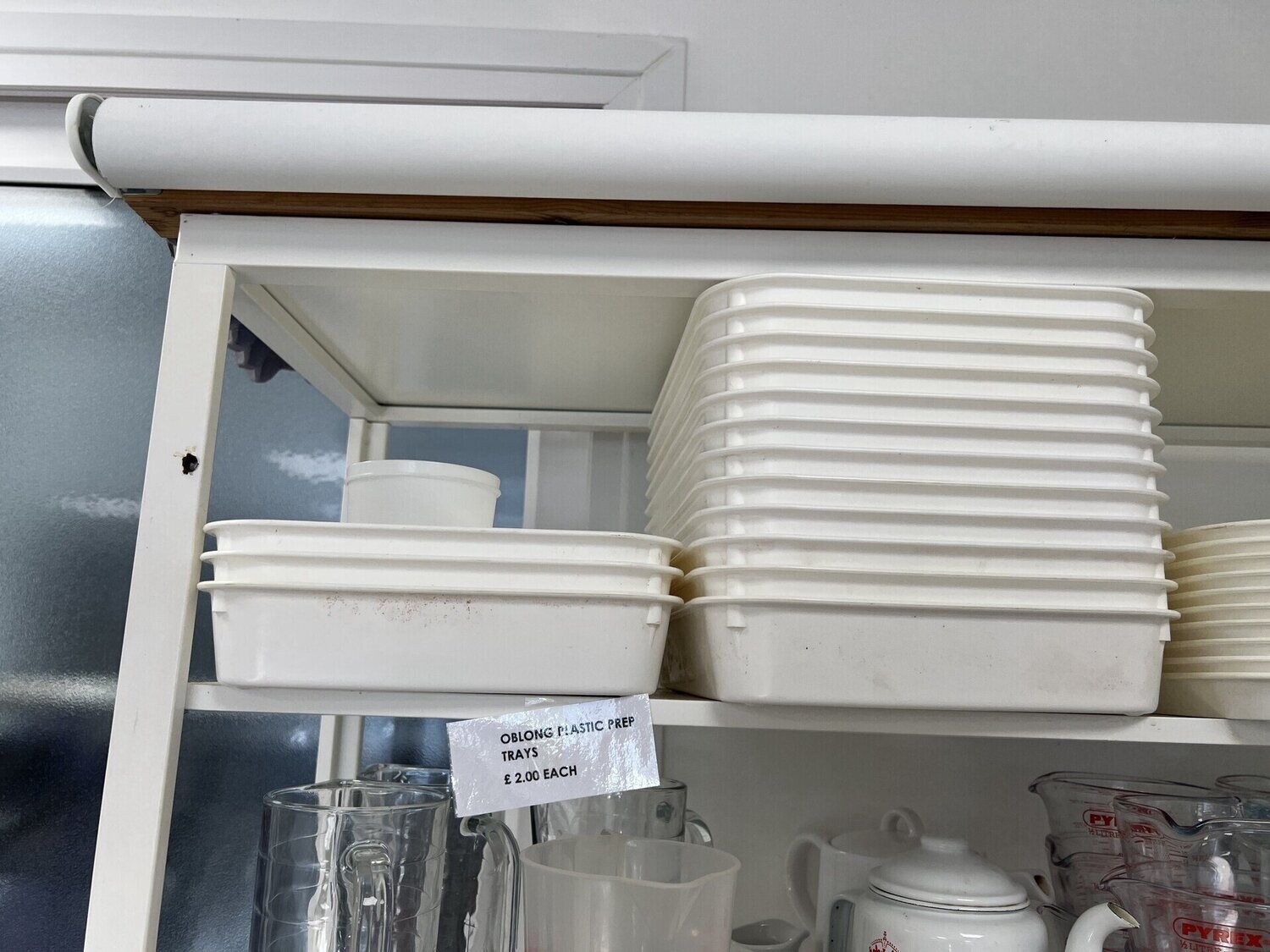 White plastic prep trays