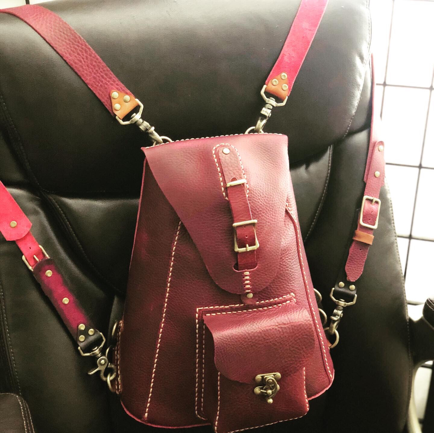 (On sale) Kodiak Purple Leather Backpack (In Stock)