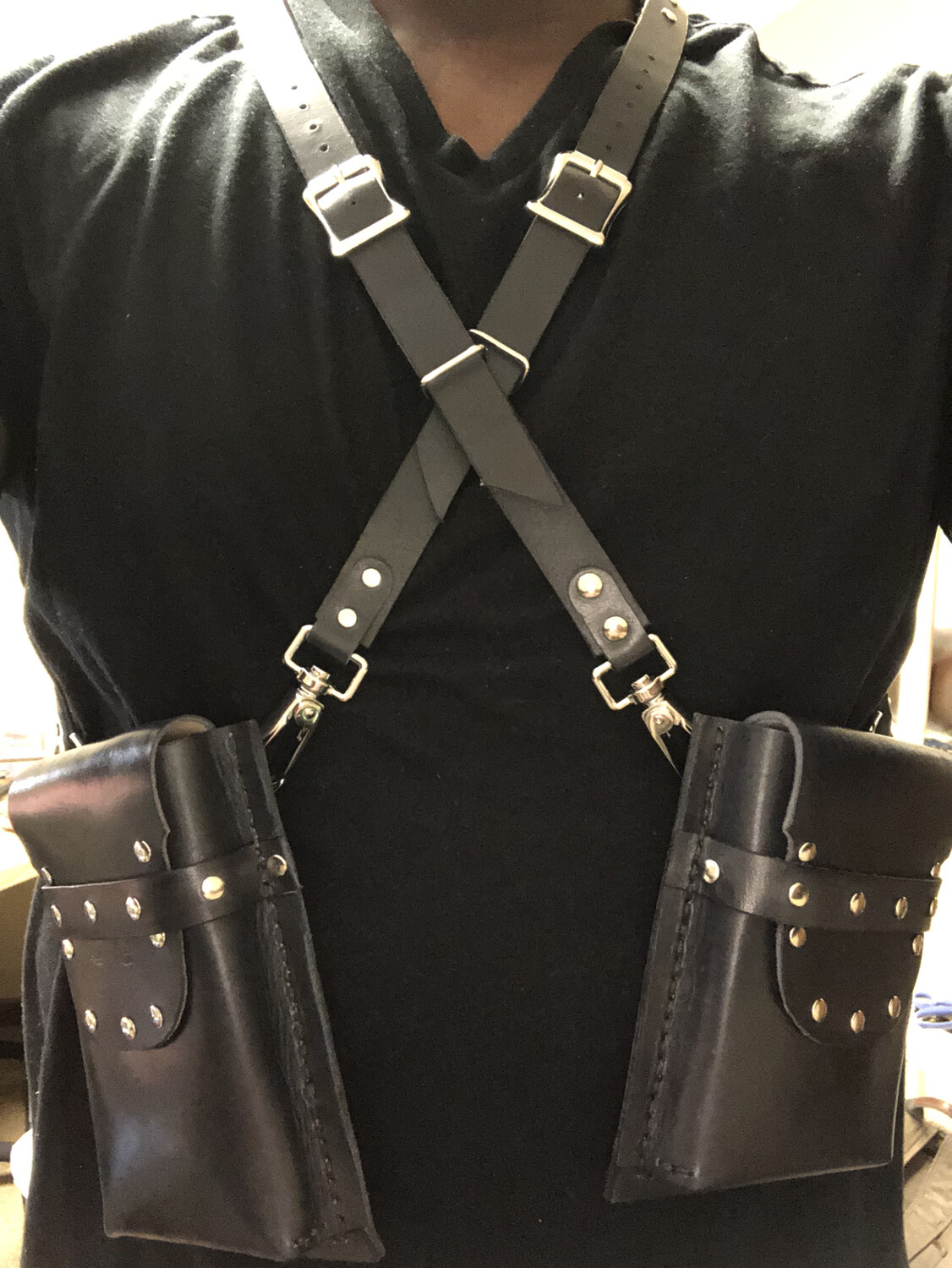 Black &amp; Chrome Dbl/CO Traveling Holster (In Stock)