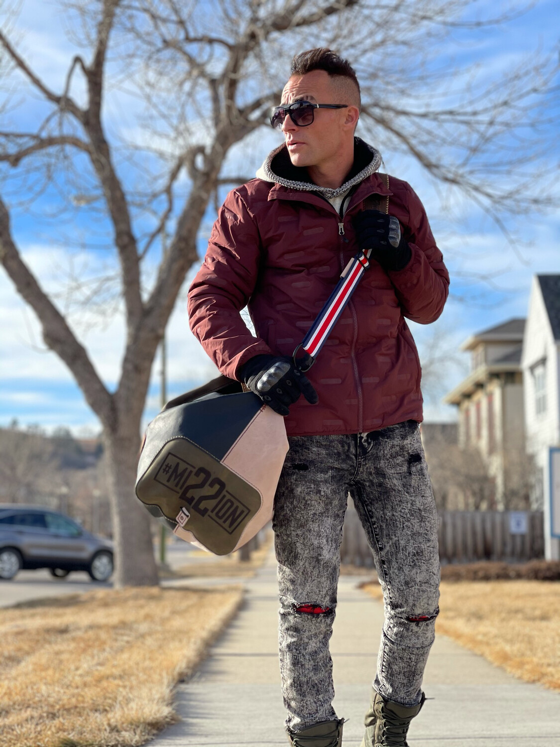 Camouflage Leather Duffle Bag (Mission 22)