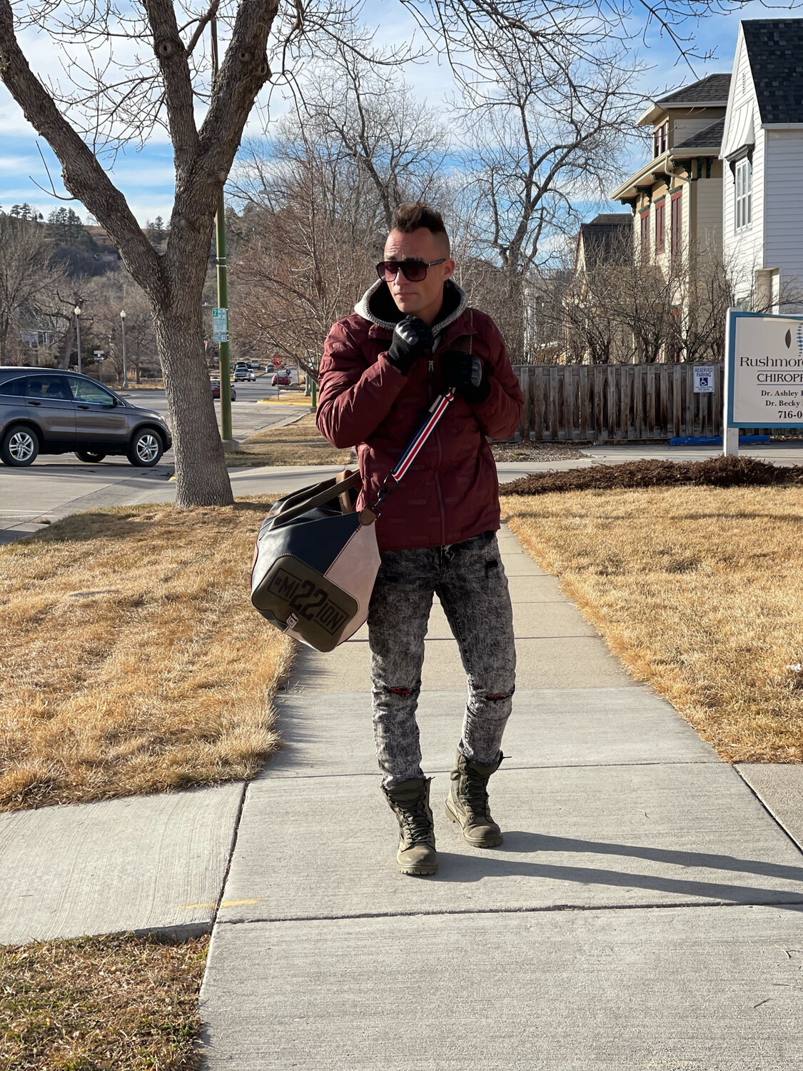 Camouflage Leather Duffle Bag (Mission 22)