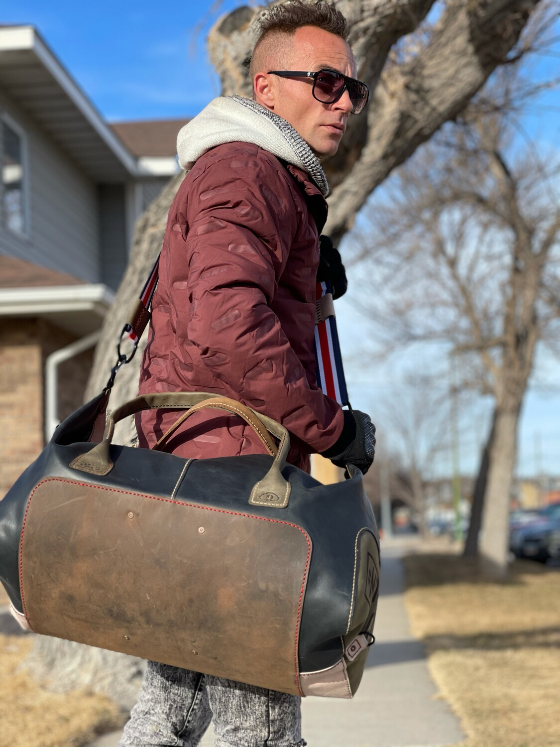 Camouflage Leather Duffle Bag (Mission 22)