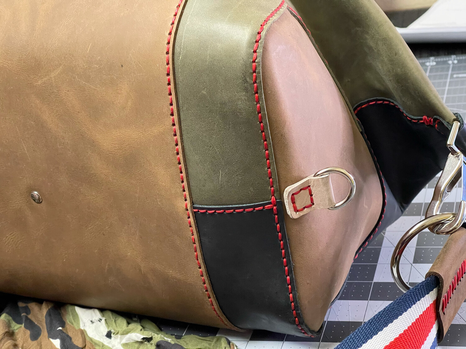 Camouflage Leather Duffle Bag (Mission 22)
