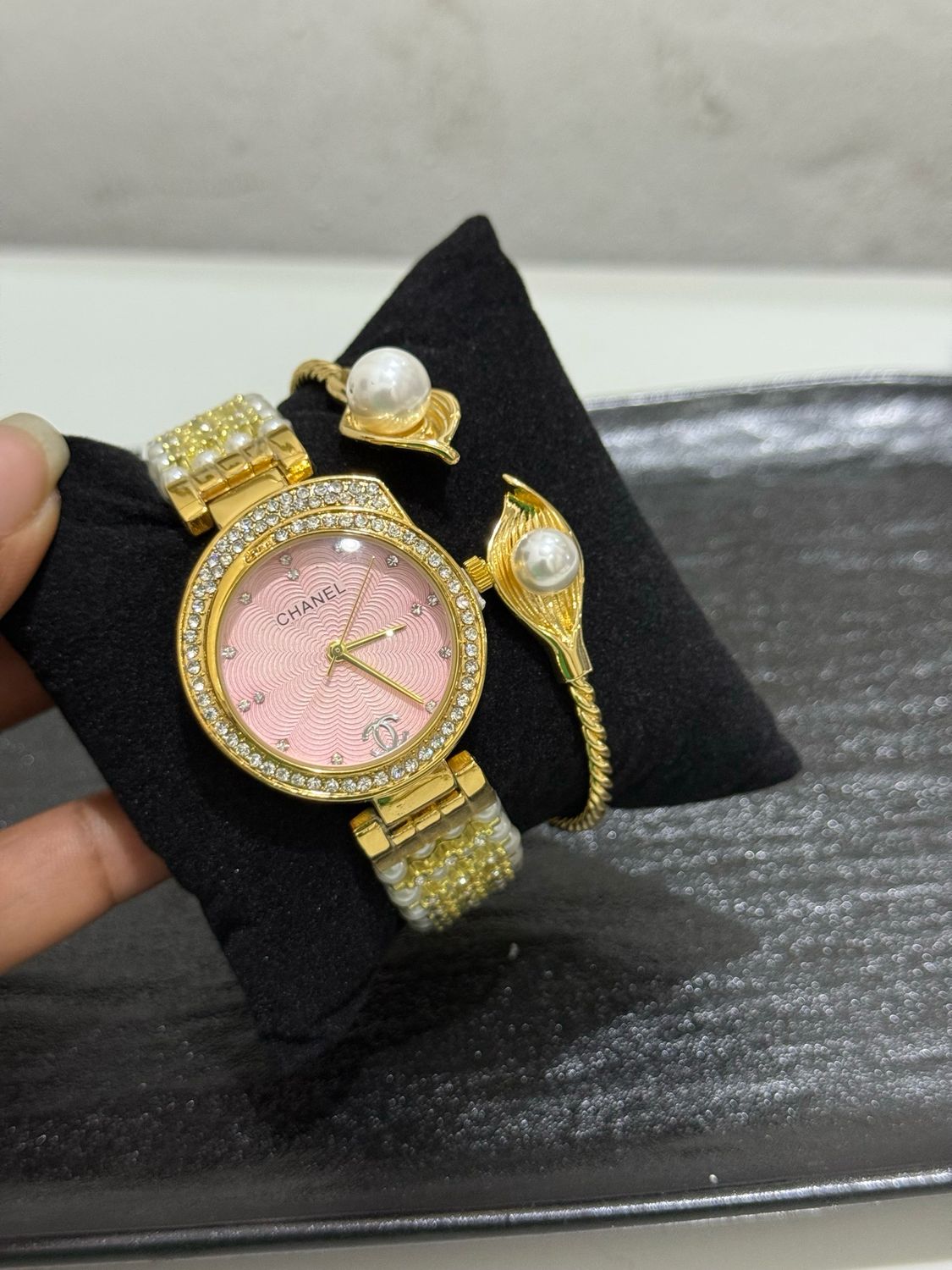 Pink Pearl Watch Set
