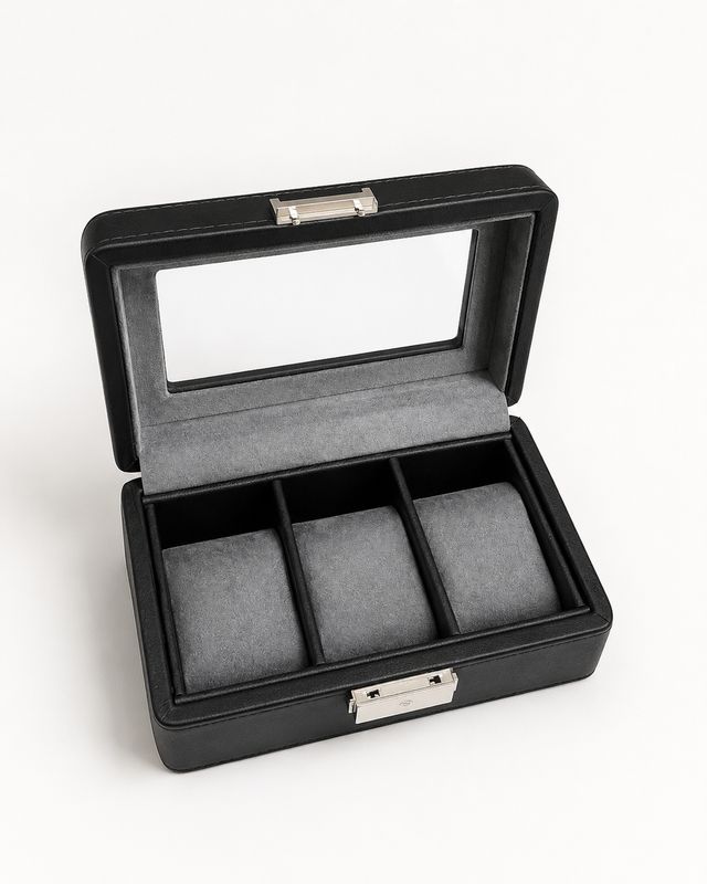 3 Slot Black Leather Organizer