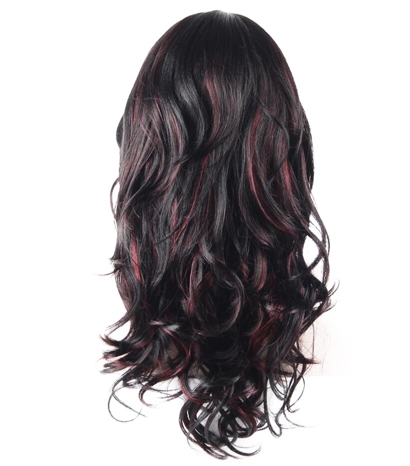 Annette Wig | Black with Burgundy Highlights