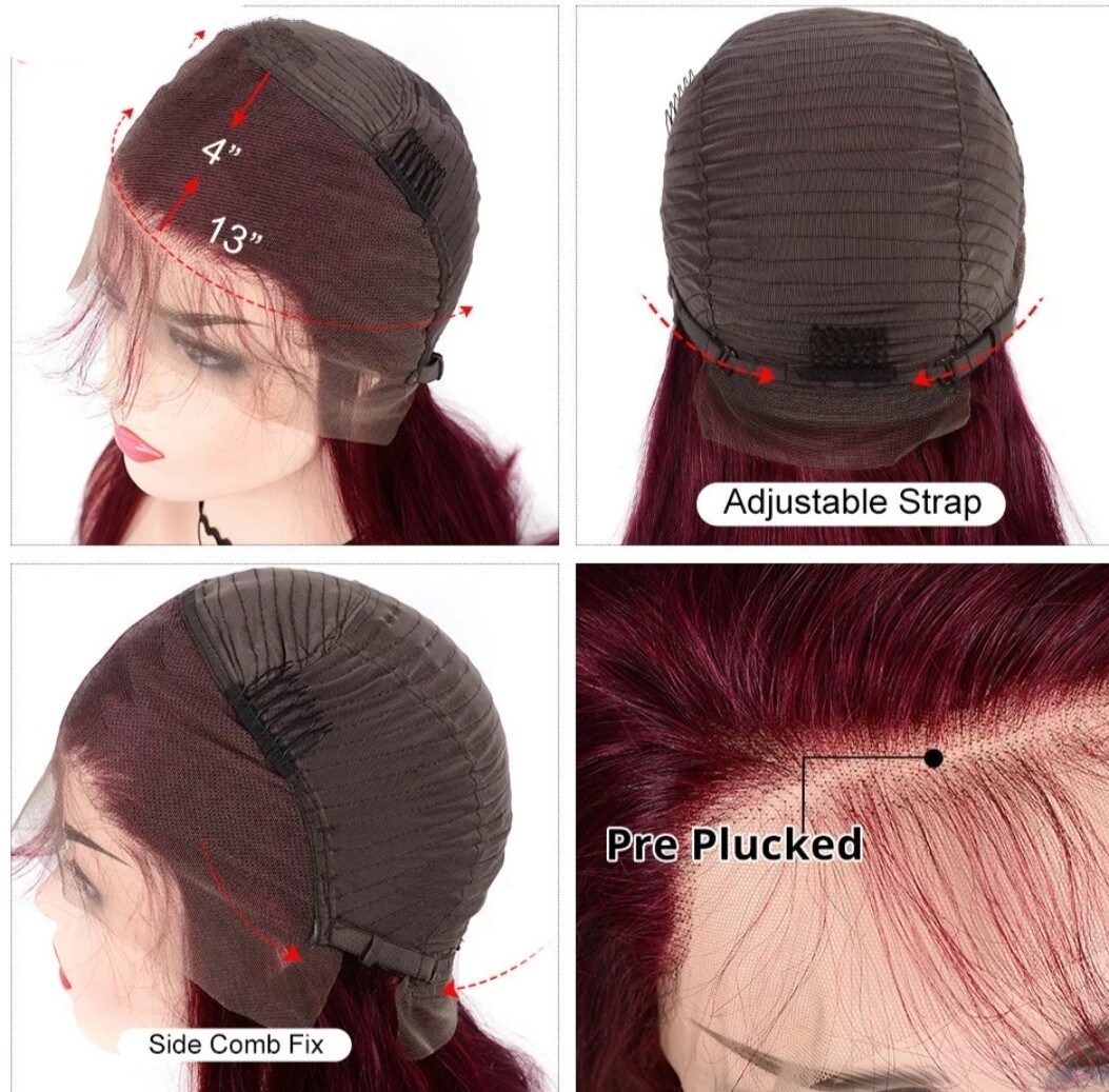 Marilyn Wig | Burgundy Human Hair Lace Front 