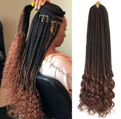 Box Braid Extensions Curly End Crochet 26"