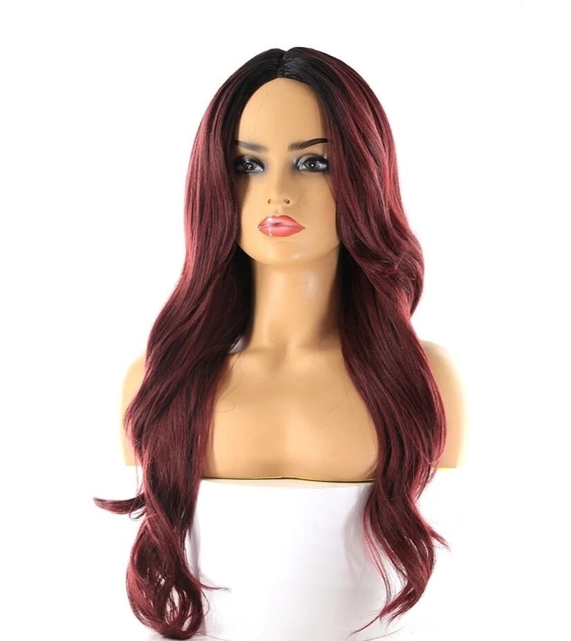 Queenie - Wig - Wine Red Ombre Lace Front 
