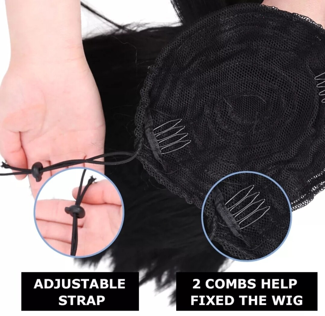 DRAWSTRING PONYTAIL EXTENSION KINKY STRAIGHT SYNTHETIC HAIR 22&quot;