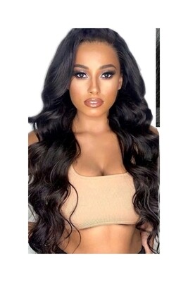 Natural Black Human Hair Body Wave 6x6 Lace Front 24"