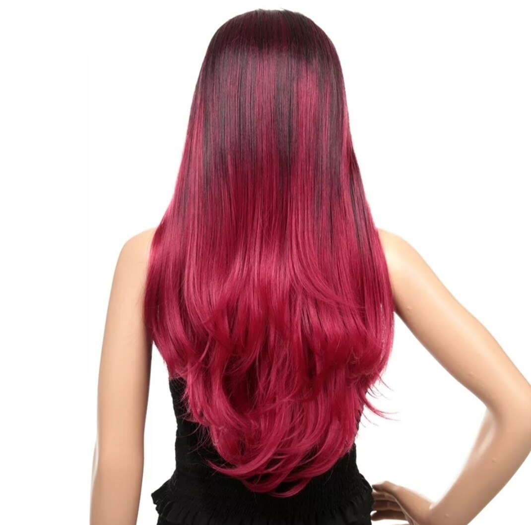 Britt Wig | Burgundy Pink Balayage Free Part Lace Front