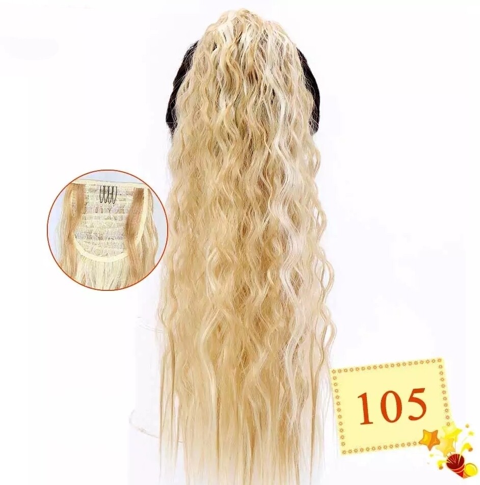CLIP ON PONYTAIL EXTENSION WATER WAVE SYNTHETIC HAIR 24&quot;