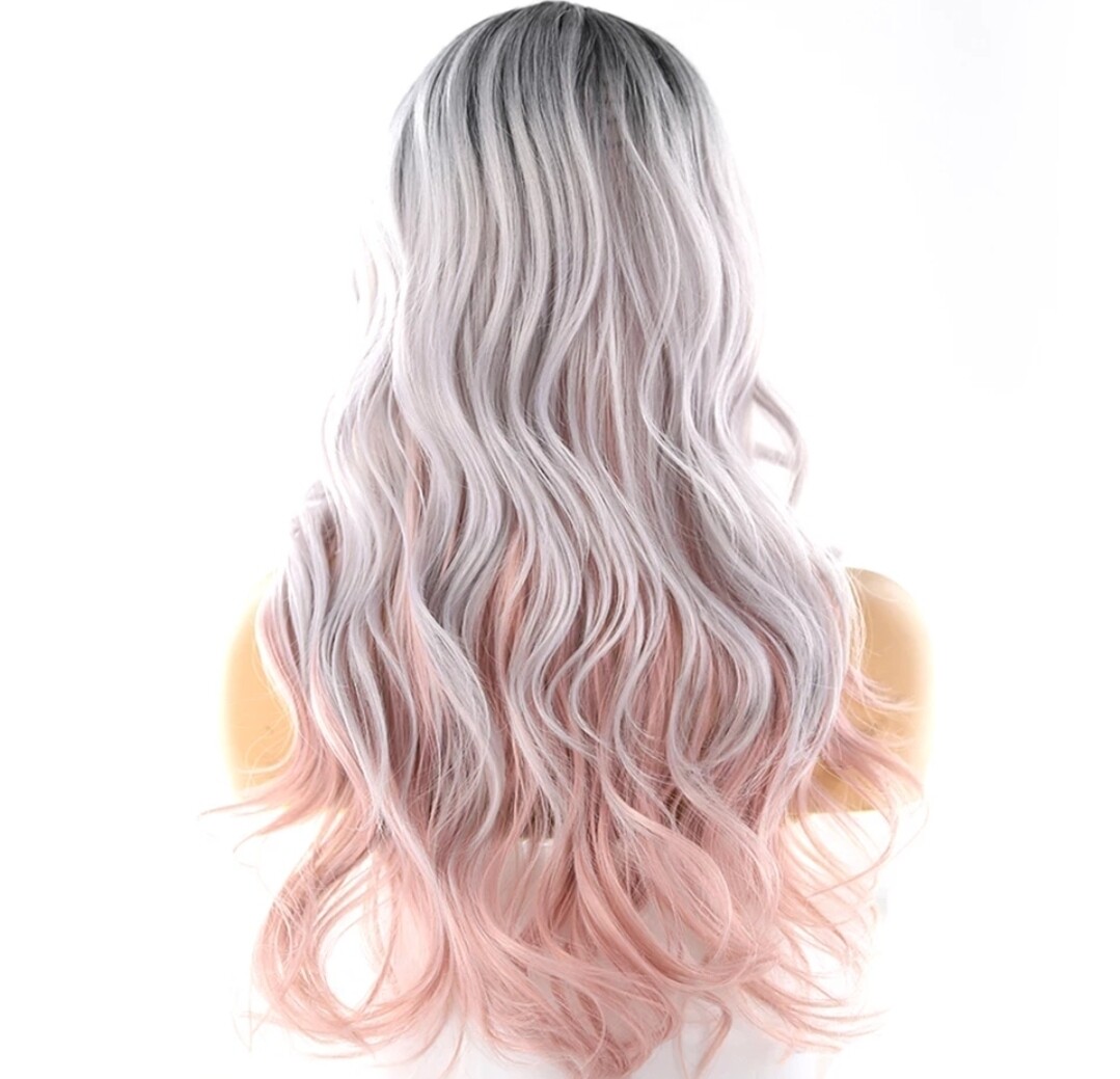Cosplay Wig | Silver to Soft Pink Balayage Lace Part