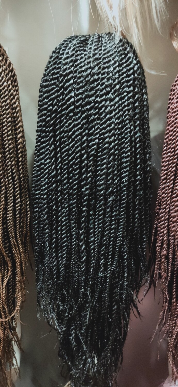 Milly Wig | Black Crochet Braided Twists Lace Front 