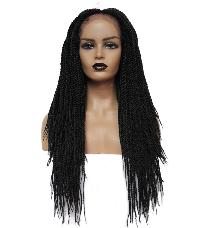 Milly Wig | Black Crochet Braided Twists Lace Front 