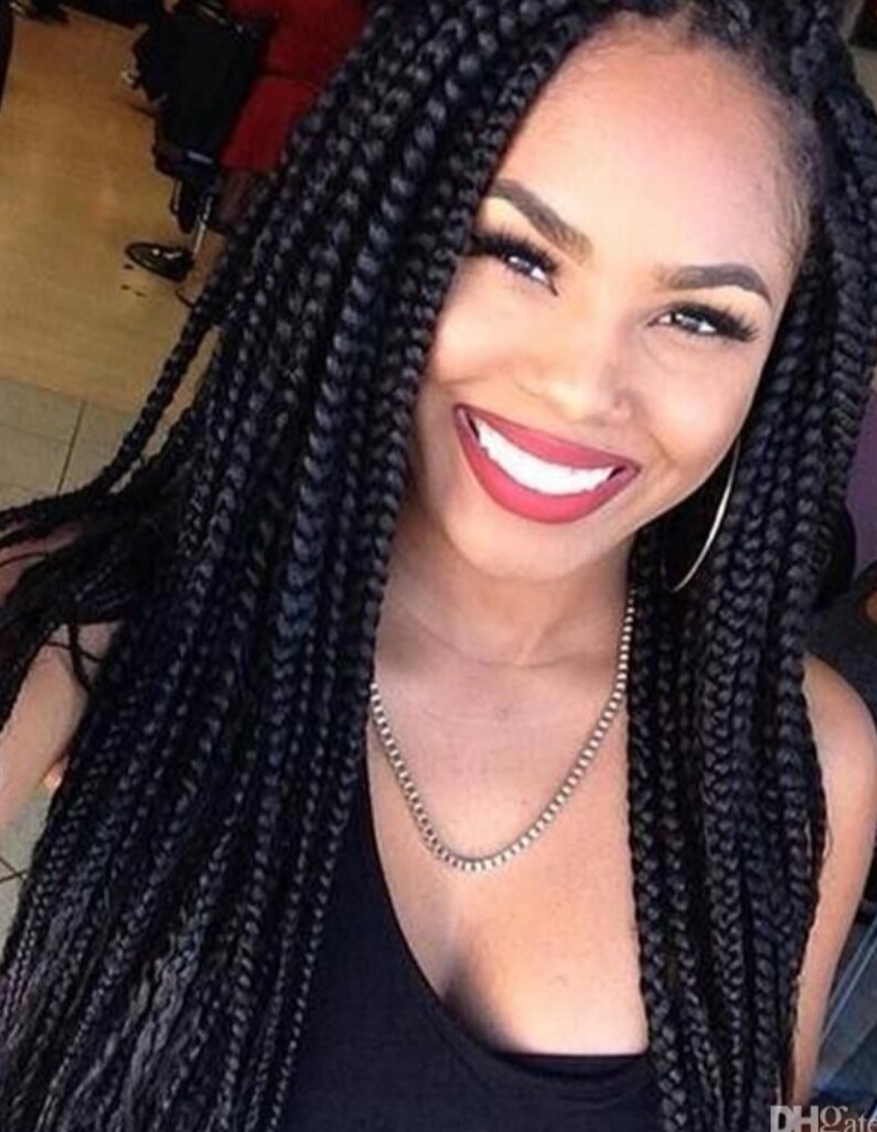Black Crochet Braided Senegalese Twists Lace Front 28"