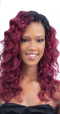 Magenta Ombre Body Wave Human Hair Side Part 13x1 Lace Front 18"