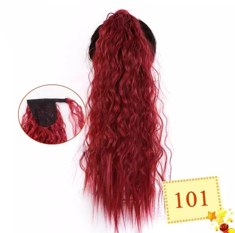CLIP ON PONYTAIL EXTENSION WATER WAVE SYNTHETIC HAIR 24&quot;