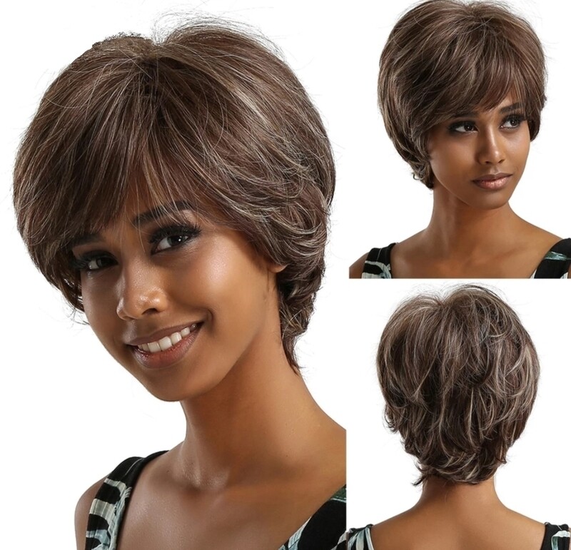 Ellie Wig | Medium Brown with Highlights Human Hair Blend
