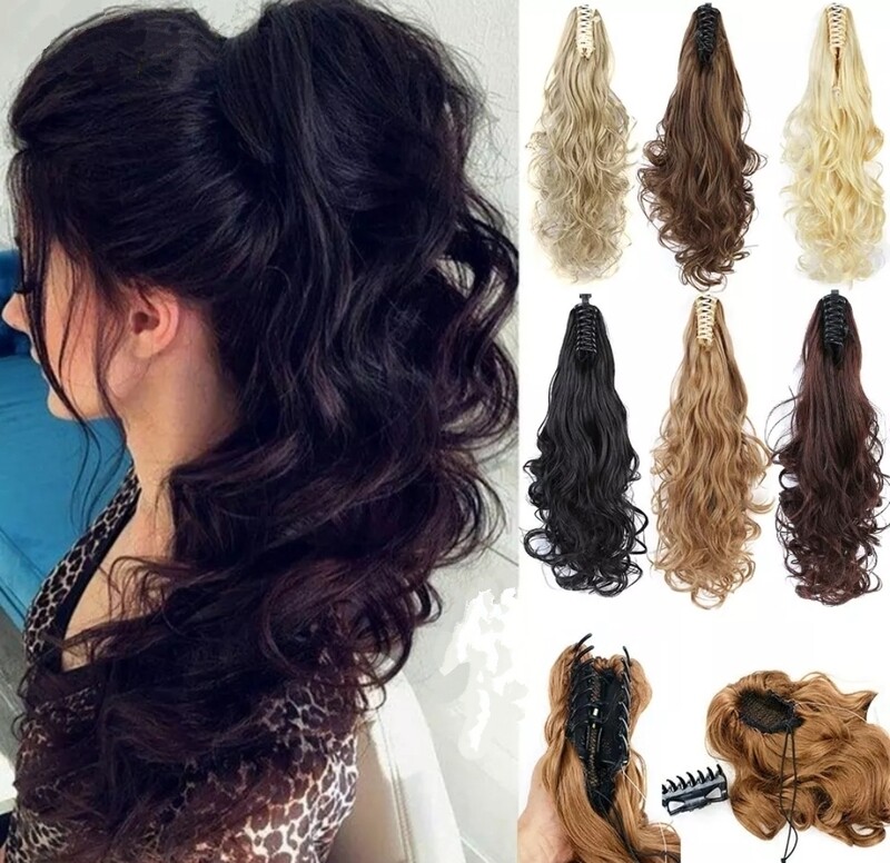 PONYTAIL EXTENSION CLAW ON BODY WAVE SYNTHETIC HAIR 26"