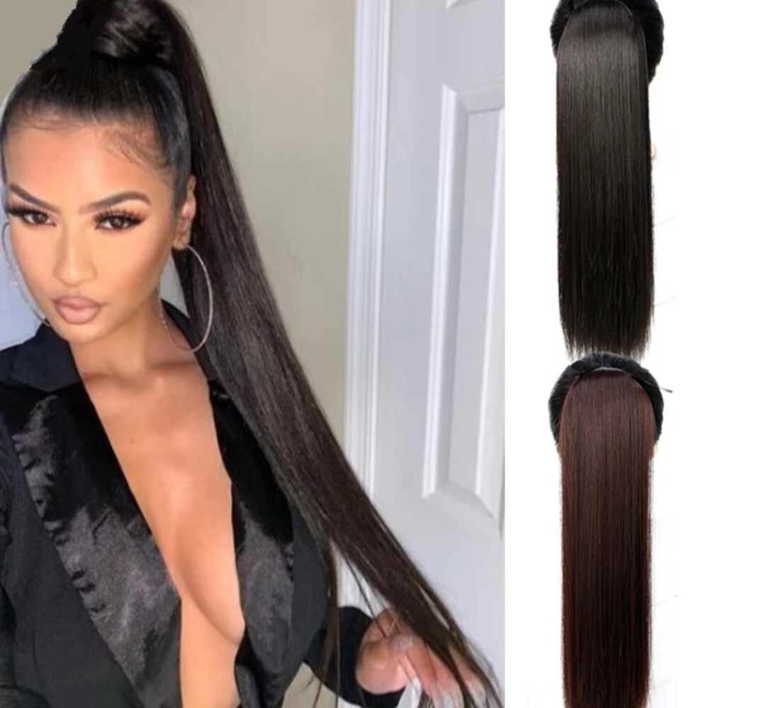 PULL THROUGH PONYTAIL EXTENSION STRAIGHT SYNTHETIC HAIR 26"