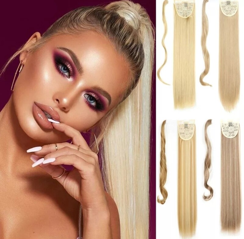 CLIP ON PONYTAIL EXTENSION STRAIGHT HUMAN HAIR