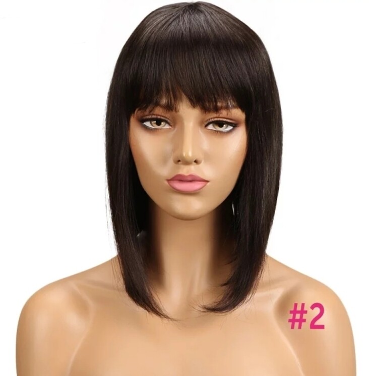 Human Hair Bobs with Fringe 8-14"