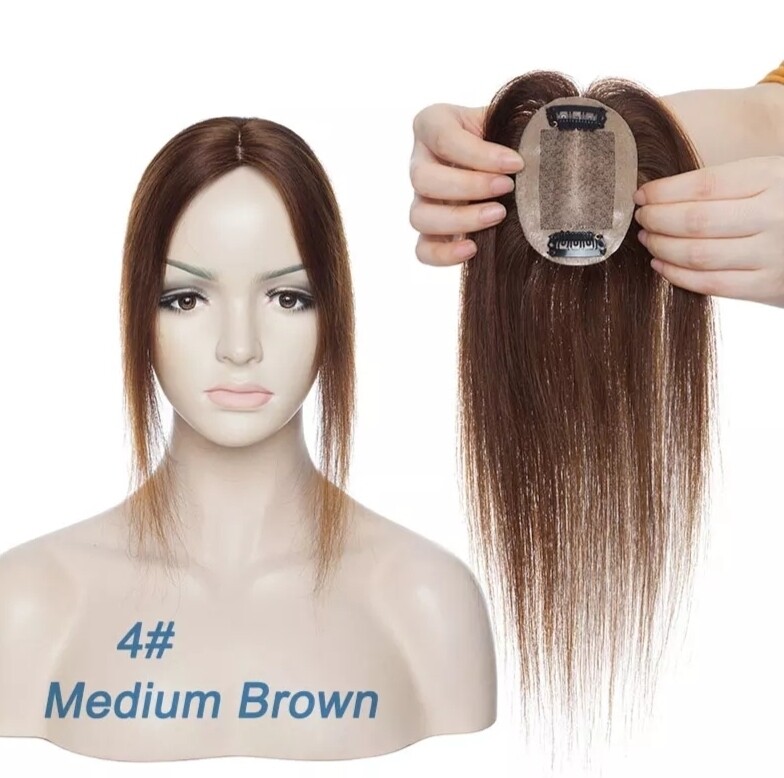 HUMAN HAIR TOPPER Silk Base 6x9cm