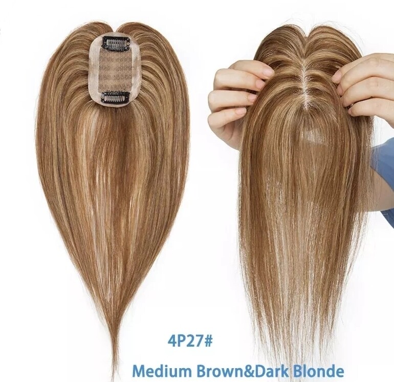 HUMAN HAIR TOPPER Silk Base 6x9cm