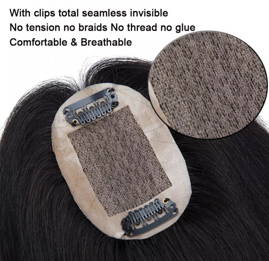 HUMAN HAIR TOPPER Silk Base 6x9cm