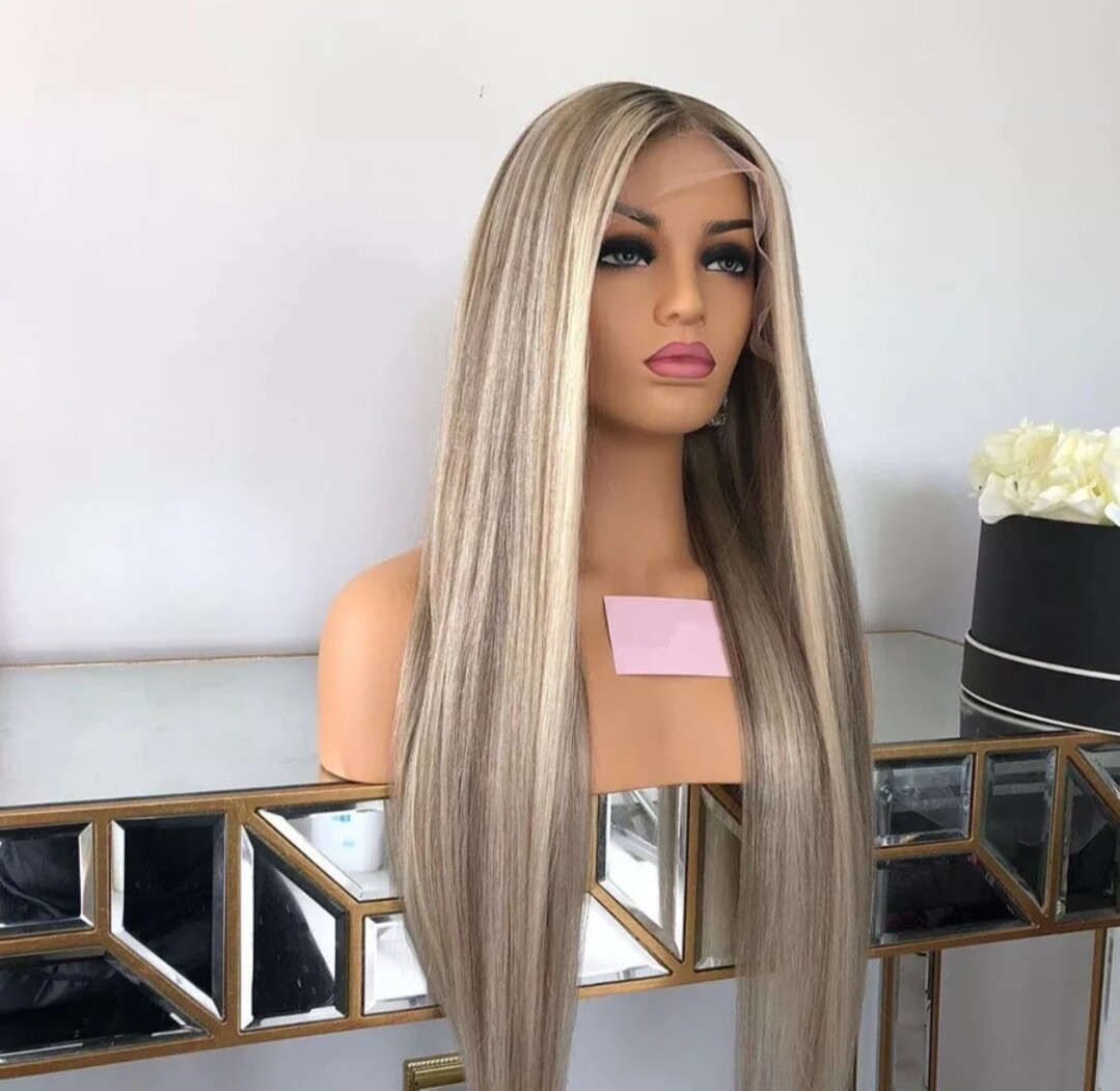 Larissa - Wig - Light Streaky Blonde Remy Hair Lace Front 