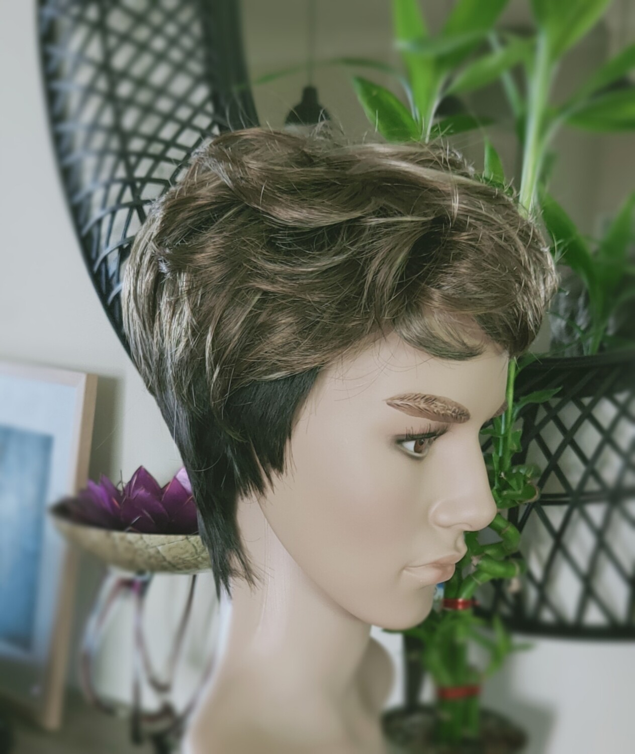 Brian Wig | Light Brown with Highlights Human Hair Blend