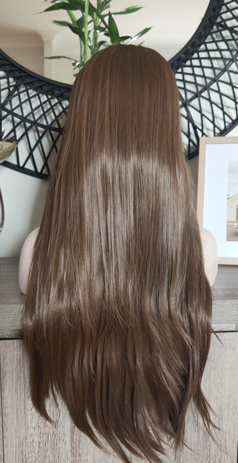 Celina Wig | Medium Brown Highlights Free Part Lace Front