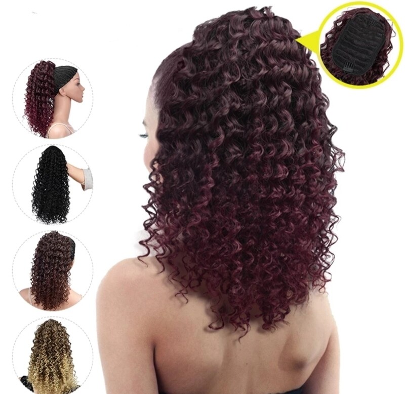 PONYTAIL EXTENSION DRAWSTRING CURLY SYNTHETIC HAIR 16"