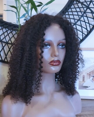 Black Curly Human Hair 13x4 Lace Front 16"