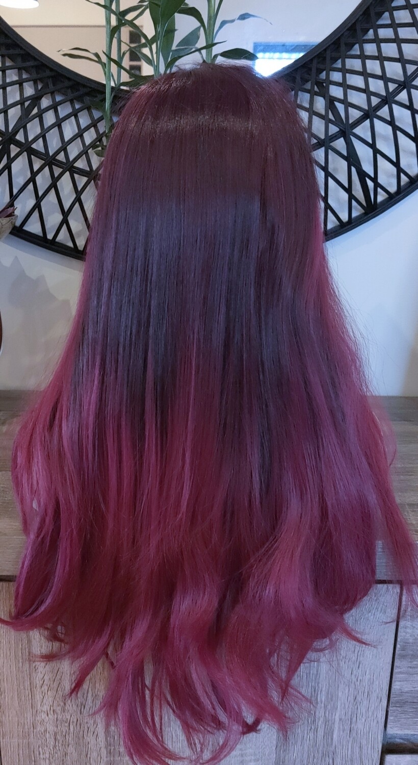 Britt Wig | Burgundy Pink Balayage Free Part Lace Front