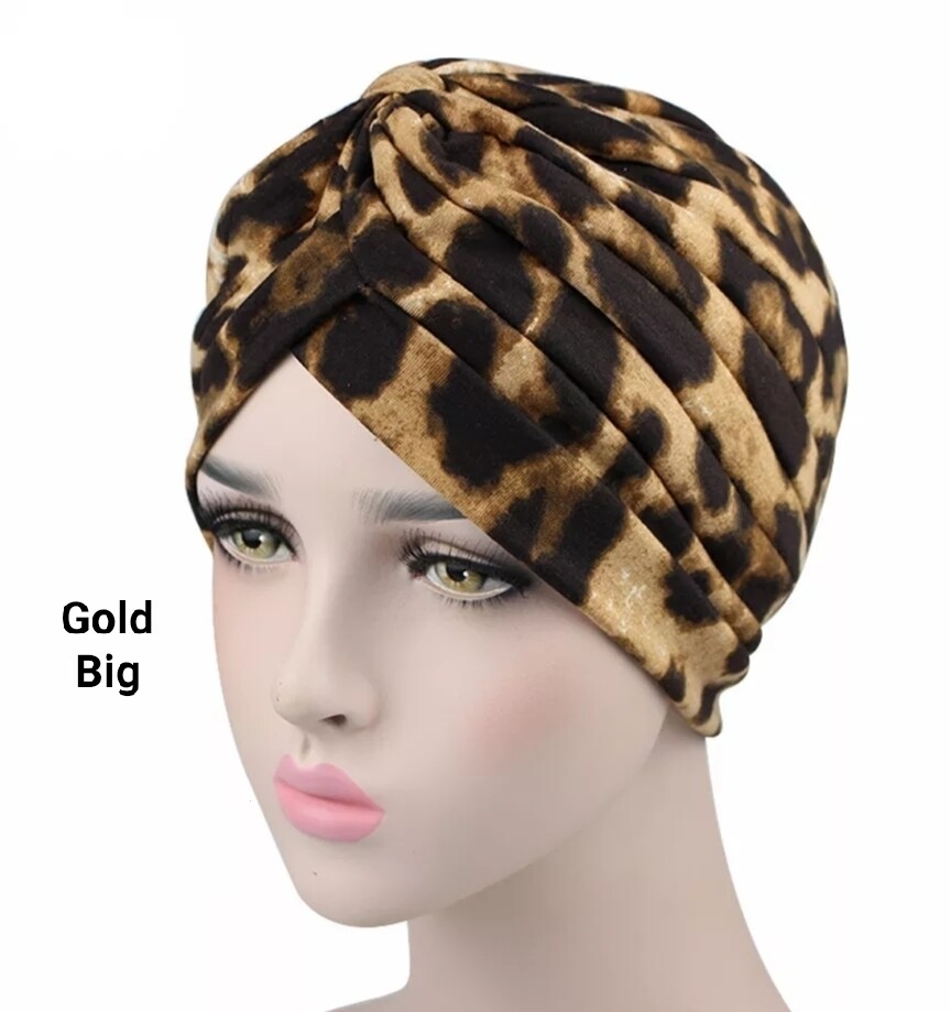 Leopard Print Turban Caps