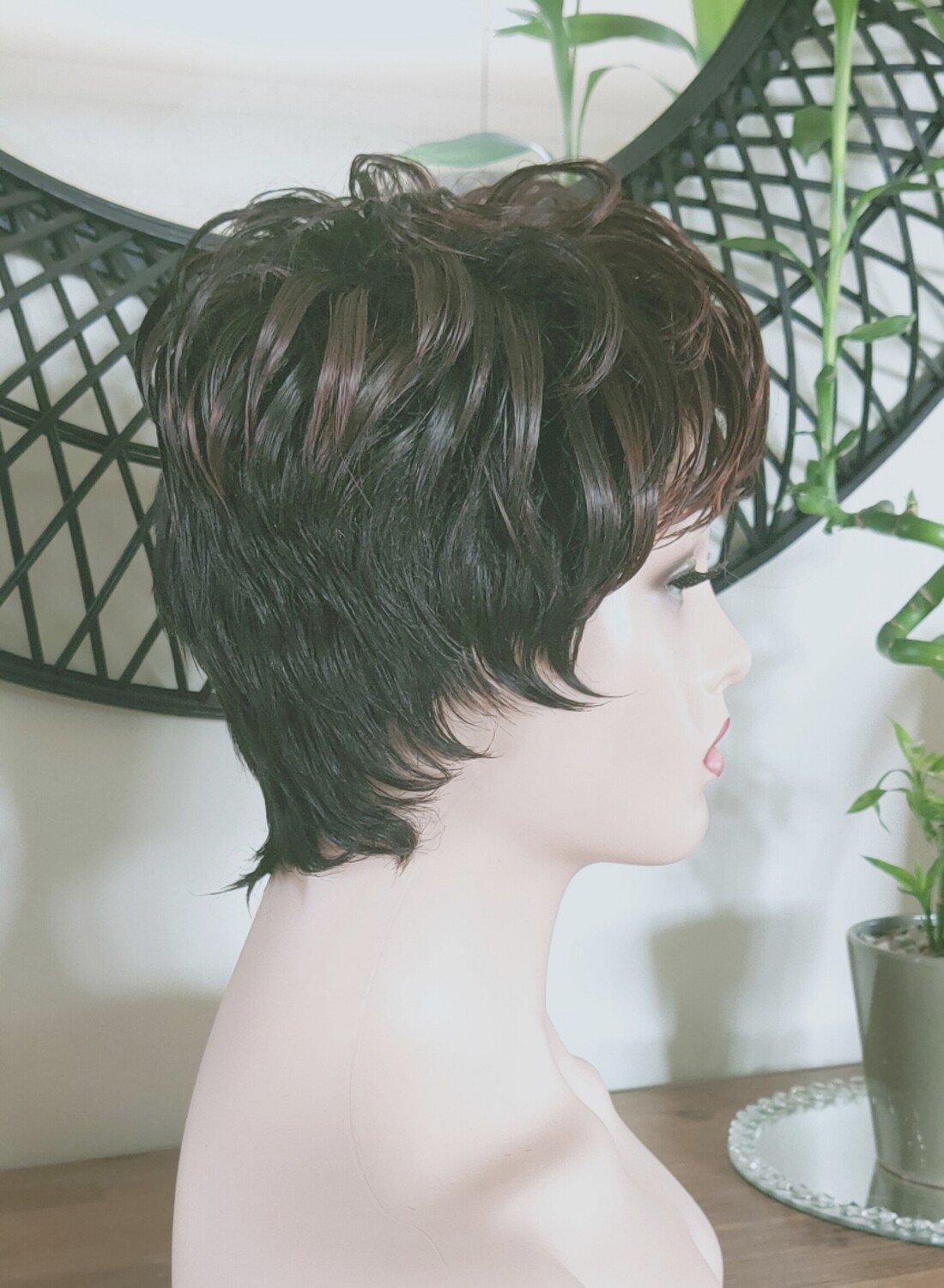 Kim Wig | Black Auburn Highlights Human Hair